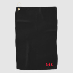 Toalla De Golf Monograma inicial moderno rojo negro personalizado