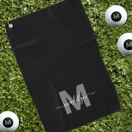 Toalla De Golf Monograma Inicial Nombre Blanco Negro