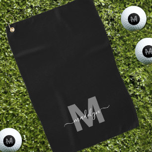 Toalla De Golf Monograma Inicial Nombre Blanco Negro