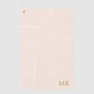 Toalla De Golf Monograma inicial Rubor Gold Modern personalizado