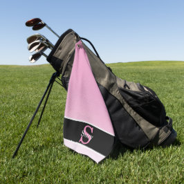 Toalla De Golf Monograma inicial simple rosa elegante