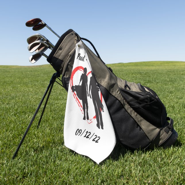 Toalla De Golf Monograma inicial y nombre personalizado (Verde)