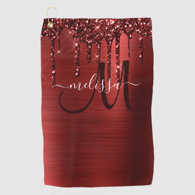 Toalla De Golf Monograma Metalizado de cepillado Purpurina de got (Anverso)