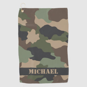 Toalla De Golf Monograma militar khaki de Woodland Camo