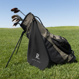 Toalla De Golf Monograma modernista minimalista de punto negro bl