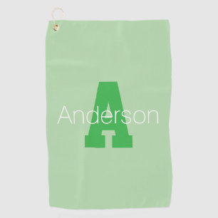 Toalla De Golf Monograma moderno audaz   Pale & Kelly Green