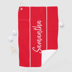Toalla De Golf Monograma moderno de escritura blanca roja para mu