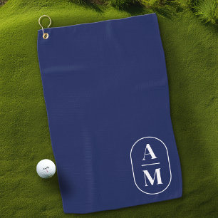 Toalla De Golf Monograma moderno de píldora mínima - Azul marino