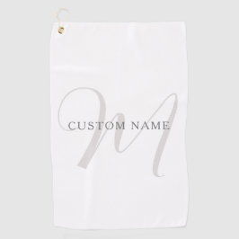 Toalla De Golf Monograma moderno elegante | Gris y blanco (editab