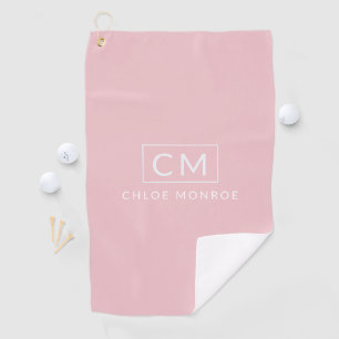 Toalla De Golf Monograma moderno mínimo rosado personalizado