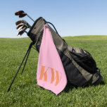 Toalla De Golf Monograma moderno Naranja rosa personalizado<br><div class="desc">Monograma Naranja rosa moderno Iniciales Toalla de Golf Personalizada</div>