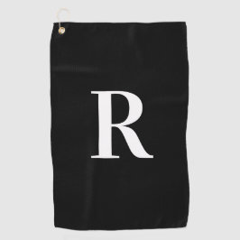 Toalla De Golf Monograma moderno negro y blanco