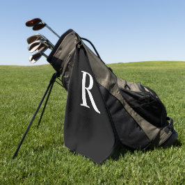 Toalla De Golf Monograma moderno negro y blanco