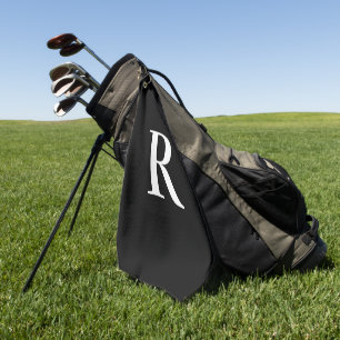 Toalla De Golf Monograma moderno negro y blanco