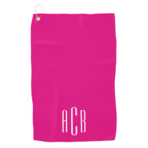 Monograma moderno rosa caliente y blanco de tres l