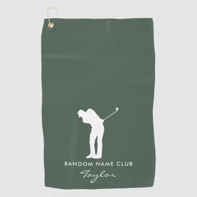 Toalla De Golf Monograma moderno Sage Green Club Nombre personali (Anverso)