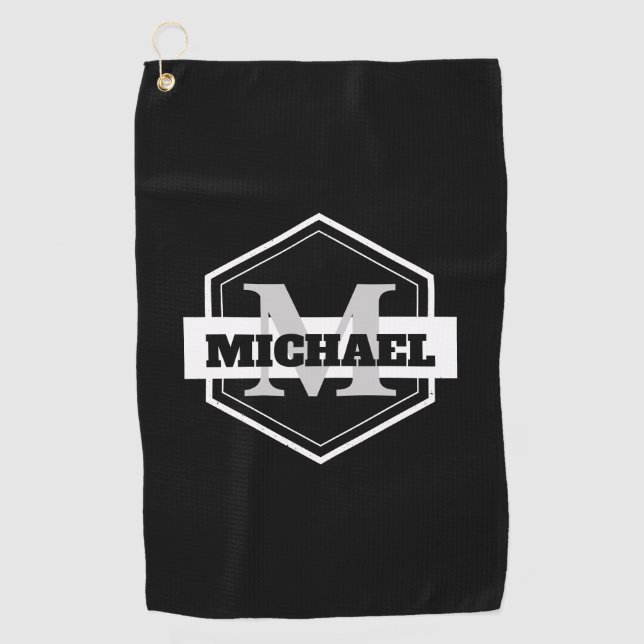 Toalla De Golf Monograma negro (Anverso)