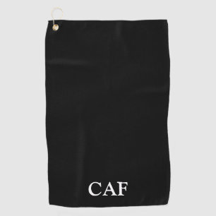Toalla De Golf Monograma Negro Blanco Minimalista Moderno