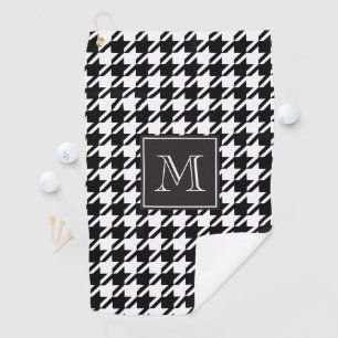 Toalla De Golf Monograma negro de Houndstooth