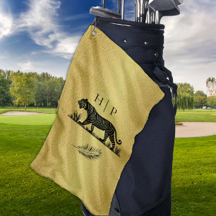 Toalla De Golf Monograma negro de patrón elegante