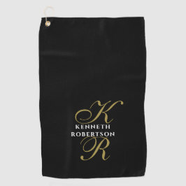 Toalla De Golf Monograma Negro Dorado Blanco Minimalista Elegante