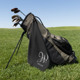 Toalla De Golf Monograma negro elegante personalizado inicial
