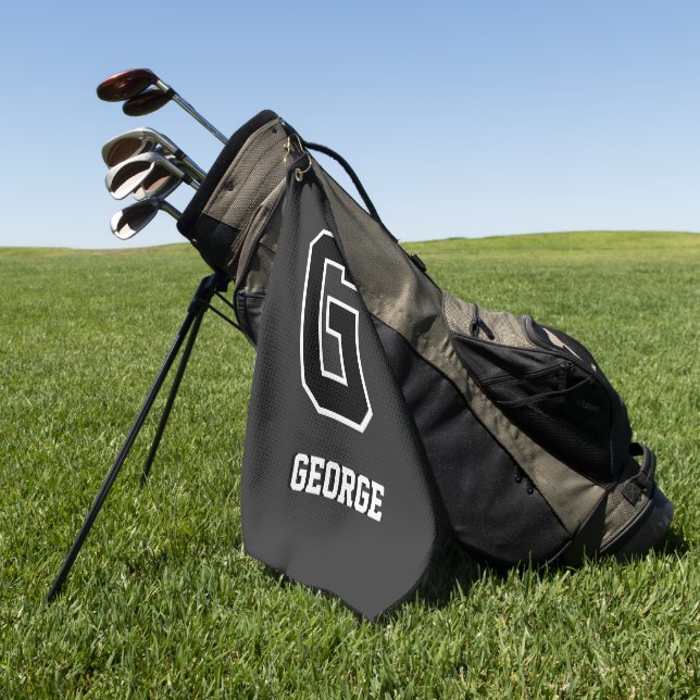 Toalla De Golf Monograma negro y blanco personalizado - Regalo pe (Verde)