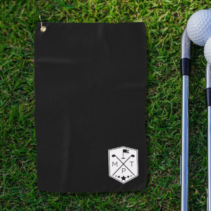 Toalla De Golf Monograma Nombre negro personalizado