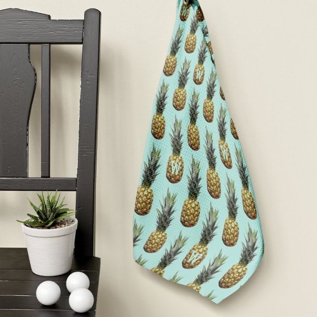 Toalla de golf Monograma Patrón de fruta de piña (⛳🍍Love golf and pineapples? Just add your initial!⛳🍍)