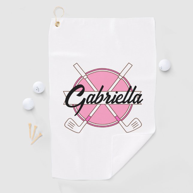 Toalla De Golf Monograma personalizada de golf rosa (In situ)
