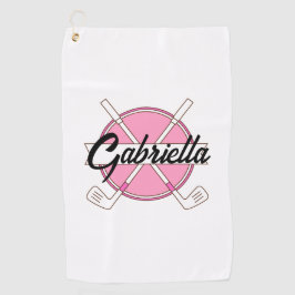 Toalla De Golf Monograma personalizada de golf rosa