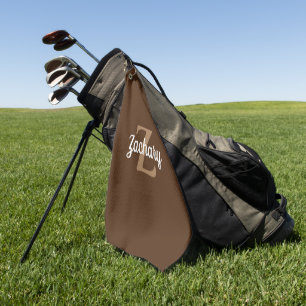 Toalla De Golf Monograma Personalizada Marrón Beige Blanco