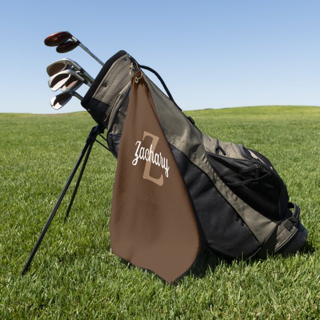 Toalla De Golf Monograma Personalizada Marrón Beige Blanco (Verde)