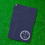 Toalla De Golf Monograma personalizado: azul marino<br><div class="desc">Personalice las iniciales para crear un regalo de golf monogramado en azul marino. Diseñado por Thisisnotme©</div>