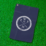 Toalla De Golf Monograma personalizado: azul marino<br><div class="desc">Personalice las iniciales para crear un exclusivo regalo de golf monogramado azul marino. Diseñado por Thisisnotme©</div>