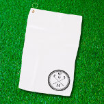 Toalla De Golf Monograma personalizado blanco y negro<br><div class="desc">Personalice las iniciales para crear un exclusivo regalo de golf monocromático en blanco y negro. Diseñado por Thisisnotme©</div>