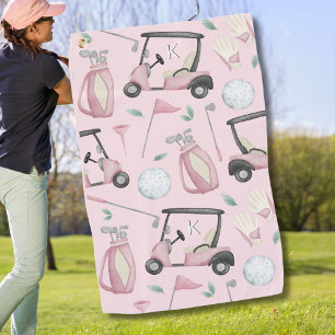 Toalla De Golf Monograma Personalizado de diseño de golf femenino