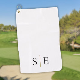 Toalla De Golf Monograma Personalizado de Oro Negro Elegante