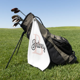 Toalla De Golf Monograma personalizado moderno y nombre Pastel ro
