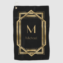 Monograma Personalizado Negro y Dorado | Geométric
