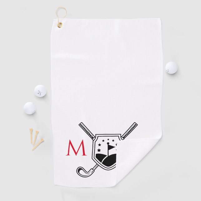 Toalla De Golf Monograma personalizado rojo y negro (In situ)