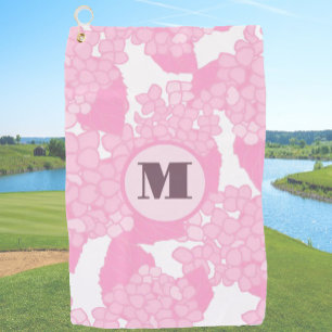 Toalla De Golf Monograma personalizado rosa preppy floral mujeres