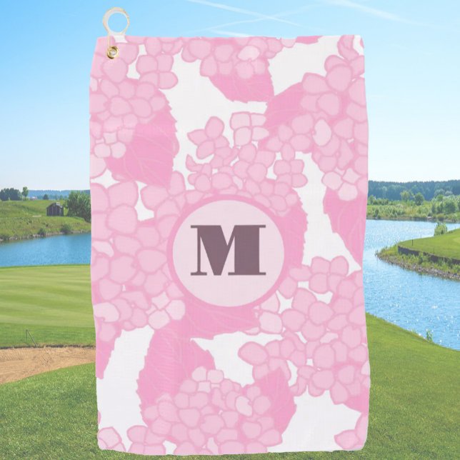 Toalla De Golf Monograma personalizado rosa preppy floral mujeres (Subido por el creador)