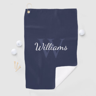 Toalla De Golf Monograma personalizado y nombre azul de la marina