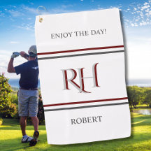 Monograma personalizado y nombre rojo gris blanco