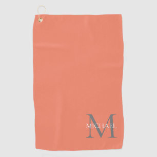 Toalla De Golf Monograma personalizado y nombre rosa claro oceáni