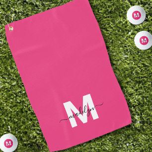 Toalla De Golf Monograma Rosa Brillante