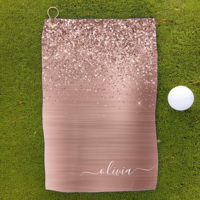 Toalla De Golf Monograma Rosa Metalizado de Purpurina rosa dorado (Subido por el creador)