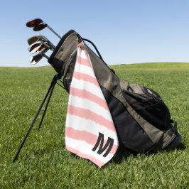 Toalla De Golf Monograma Rosado Blanco Rayas Acuarela