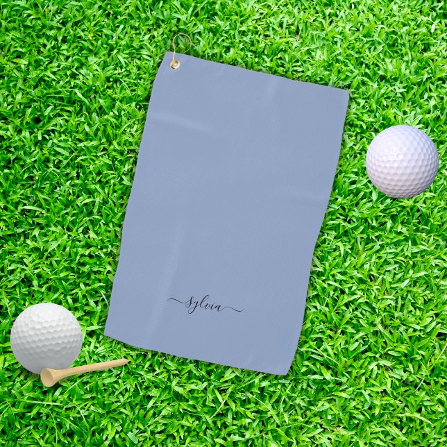 Toalla De Golf Monograma Rubor Dusty Blue Modern Girly (Blush Dusty Blue Modern Girly Monogram Name Golf Towel)